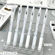 4pcs Angel Light Bow Click Neutral Gel Pens With Soft Rubber Grip, Highly Attractive Boxed Black Ink 0.5mm Student Exam Pens - Transparent Bow - View 7