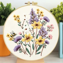 1PC 20*20cm/7.9*7.9in, Beautiful Flowerbed Embroidery Kit, DIY Handmade Embroidery Set For Adult Beginners, Home Gift, Women's Sewing Gift, Including User Manual, Printed Pattern Fabric, Embroidery Frame, Needle And Thread. - 20*20cm/7.9*7.9in - View 7