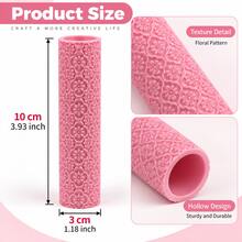 Petal Mesh Clay Roller, 3D Printed PLA Ceramic Texture Roller, Polymer Clay, Soft Clay, Air Dry Clay, Ceramic Embossing Tool For Pottery, DIY Handmade, Sculpture, Hand-Molding, Floral Geometric Pattern Printing Roller, Artist Ceramic Making Supplies - Petal Plaid Pink - View 3