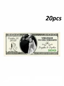 20/40/60/80/100/200/400張客製化照片100美元鈔票，個性化婚禮派對伴手禮假鈔，客製化週年歡迎裝飾，客製化姓名文字印刷，將您的臉印在鈔票上，派對假鈔，婚禮裝飾，道具鈔票 - 多色5 - 查看 13