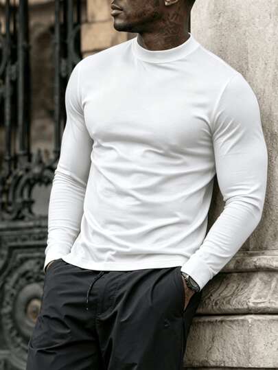MBDNBD Men's Autumn/Winter Long Sleeve Crew Neck T-Shirt, Soft Fabric, Regular Fit, Highlights Muscle Lines, Fitness Top, Halloween Outfit, Suitable For Sports, Gym And Casual Wear, Best Choice For Halloween