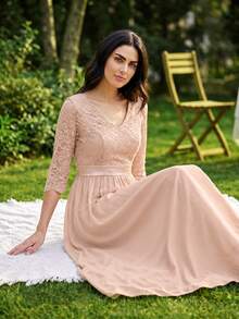 Women Midi Dresses - Baby Pink - View 3