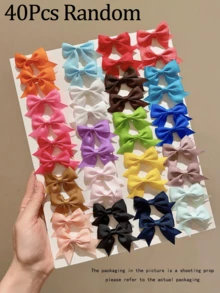 40 Pcs Women Hair Bows Clips,2 Inch Grosgrain Ribbon Mini Bow Barrettes Fully Lined Alligator Hair Clips,Cute Hair Accessories Festival Fall Style Y2k - Multicolor - View 10