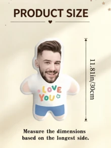 客製化「I Love You」愛心圖案抱枕，可上傳個人照片製作專屬臉型靠墊，DIY個性化照片抱枕，情人節驚喜禮物，送給男友或女友的禮物，節日裝飾，情人節禮物，婚禮、生日禮物，女性禮物，週年紀念禮物，萬聖節禮物，聖誕節禮物，感恩節禮物，毛絨玩偶 - 彩色 - 查看 10