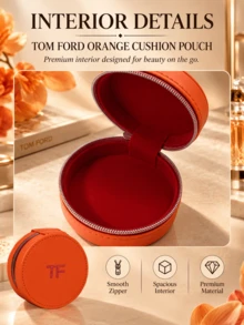Tom Ford TF Orange Cushion Bag, 8.7*4.9cm, Portable, Zipper Closure, Smooth Material, Simple And Elegant, Travel Essential, Suitable For Cosmetic Storage - TF Orange Cushion Compact - View 8