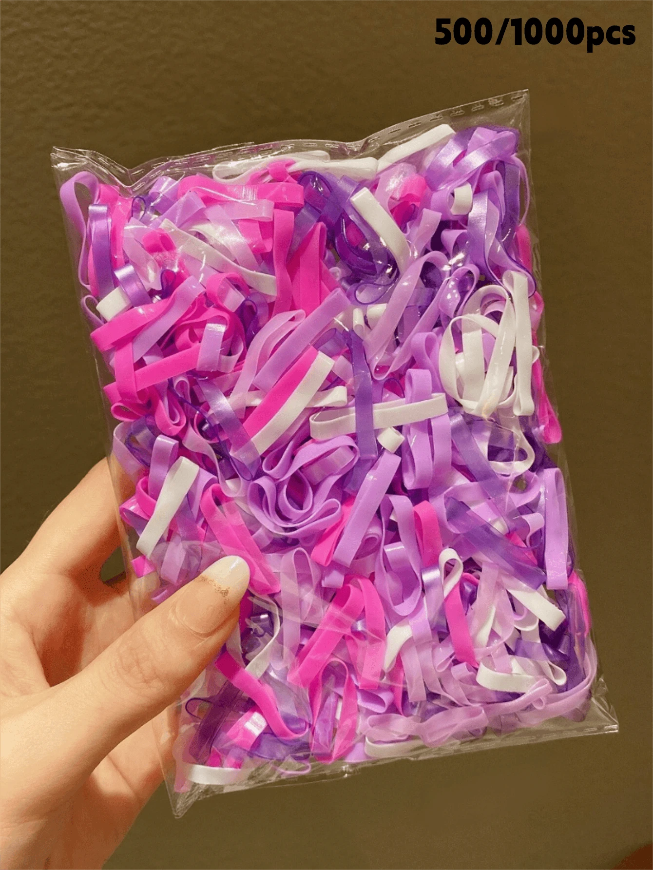 500/1000pcs Mixed Purple Elastic Hair Bands, Disposable Large Rubber Bands, Daily Use, Ponytail, Suitable For Daily Life, Vacation, Gift - Multicolor - View 1