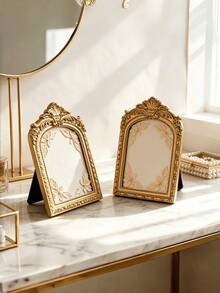 1pc Curved Baroque Style Carved Decorative Picture Frame, High-End Home Decor For Living Room, Bedroom, Decoration Room, Housewarming Gift - A - View 4