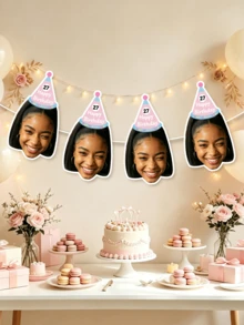 1/7/14/21pcs Customizable Photo Portrait Face Hanging Flag, Personalized Handmade Cutout Portrait Decor, Funny Gift For Father, Mother, Friend, Bride, Groom, Perfect For Birthday, Wedding, Party, Christmas - Multicolor 1 - View 7