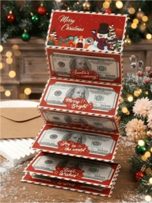 2026 Christmas Cash Gift Envelopes, Holiday Money Gift Card For Xmas, Surprise Card Holder Christmas Cash Envelope With Money Clip - Bow Gift Box - View 3