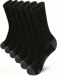1/3/5/10 Pairs Men's Crew Tennis Socks, Antibacterial Odor-Resistant Moisture-Wicking Thick Mesh All-Season Couple Sports Casual Socks - Black - View 1