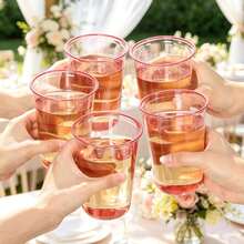 Vintage Red Rimmed Drinking Cup, Beautiful Cold Beverage Container, Suitable For Lemonade, Iced Latte And Fruit Cocktails, Perfect For Backyard BBQ, Pool Party, Wedding Banquet, Brunch Event And Summer Outdoor Table Decor. - View 5