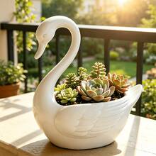 1/2pcs Nordic Minimalist White Swan Planter Creative Personalized Succulent Plant Pot Home Desktop Decor Ornament Multi-Functional Jewelry Storage Bowl - Swan Flower Pot - View 7