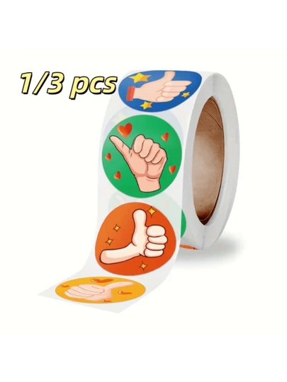 1/3pcs Cartoon Finger Encouragement Reward Stickers - The Perfect Choice For Teachers And Classroom Decorations, Daily Office Supplies-Gift Packaging Suitable For Christmas And New Year Christmas Gift 500 Stickers/Roll