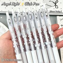 4pcs Angel Light Bow Click Neutral Gel Pens With Soft Rubber Grip, Highly Attractive Boxed Black Ink 0.5mm Student Exam Pens - Transparent Bow - View 5