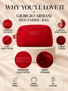 Giorgio Armani Armani Red Textile Bag, 18*12cm, Soft Fabric, Compact And Portable, Suitable For Daily Storage And Travel - Red - View 5