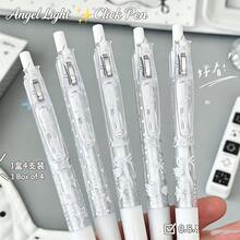 4pcs Angel Light Bow Click Neutral Gel Pens With Soft Rubber Grip, Highly Attractive Boxed Black Ink 0.5mm Student Exam Pens - Transparent Bow - View 8