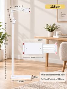 Tablet And Phone Floor Stand, Adjustable Height 360° Rotating Bracket, Flexible Spring Arm Overhead Stand, Wide Metal Base, Universal 4.7-12.9 Inch Tablet And Smartphone Holder, Suitable For Bed, Sofa, Kitchen, Hands-Free Viewing, Reading, Video Calls, Live Streaming - View 15