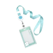 Kawaii Pink ID Card Holder With Retractable Reel, Cute Clear Sliding Card Case, Aesthetic Badge Holder With Charm For Daily Use - Multi-color - View 12