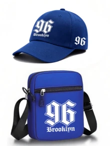 1pc/2pcs "Brooklyn 96" Pattern Print Unisex Street Fashion Outdoor Sports Baseball Cap And Crossbody Bag, Adjustable, Gift For Yourself Or Friends - Multicolor - View 16