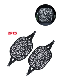 Almohada de cuello para asiento de coche con estampado de leopardo, soporte de cuello universal de fácil instalación para conducir, accesorio decorativo para coche, funda de almohada para cabeza - Lino con estampado de leopardo - Ver 9