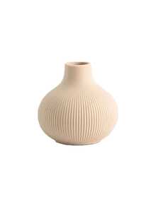 1pc Modern Ribbed Flower Vase, Minimalist Sculptural Decorative Vase For Dried Flowers, Faux Stems And Christmas Branches, Elegant Tabletop Decor For Living Room, Bedroom, Entryway, Office And Mantel,Center Pieces For Table,Flower Vase,Home Decor - Multicolor - View 12
