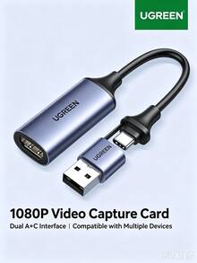 UGREEN HDMI Video Capture Card 4K HD Input Compatible With VR Sony Camera Switch/PS5 PC Mobile Tablet Live Streaming Video Recording USB/Type-C Capture Converter - View 1