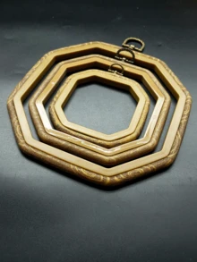 Vintage Octagonal Wood Grain Embroidery Hoop, 3 Sizes Available, Can Hang Asymmetrical Cross Stitch Frame, Wall Decor Embroidery Frame, Christmas Thanksgiving Handmade Gift Making Frame - Antique Octagonal Embroidery Hoop - View 2