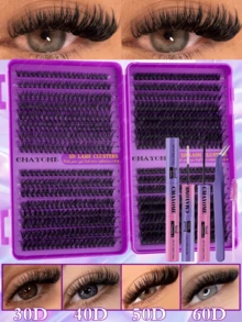 576/592/640pcs D Curl Fluffy False Eyelashes Set, Dense Voluminous DIY Segmented False Eyelashes, Includes Tools, Enlarges Eyes, Lightweight And Reusable, Large Capacity Single Cluster Eyelashes Set, Soft Natural Mixed Style Eyelashes - Multicolor - View 24
