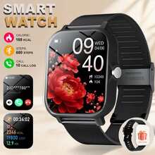 2026 New 1.83-Inch Large Screen Smartwatch, Unisex, Dual Straps, High-Definition Display, Colorful Straps, Message Notifications, Call Answering, Convenient Music Control, Sports Mode, Best New Year Gift - Gold Silicone + Steel - View 11