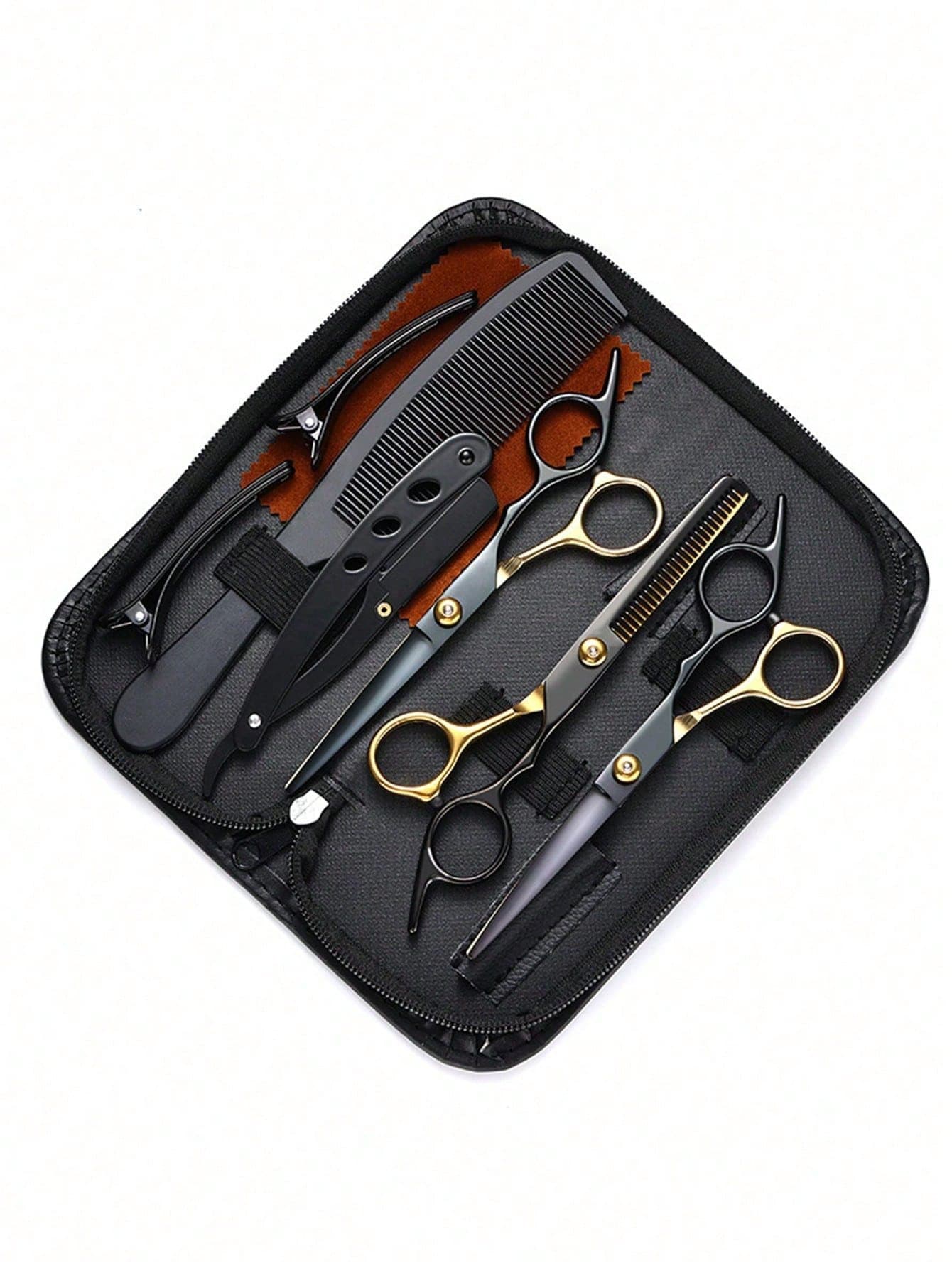 8-Piece Professional Hairdressing Scissor Set, 3-Piece 6.5-Inch Hair Clipper Set, Scraper-Style Hair Comb, Hair Clip Storage Bag, Suitable For Hair Salons And Home Use, Multiple Colors Available, Back To School Season, Travel And Vacation Essential - Multicolor - View 1