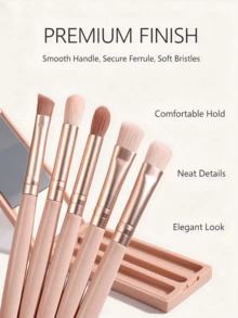 5PCS Rose Gold Soft Fluffy Makeup Brush Set With Portable Mirror, Soft Bristles Skin-Friendly, Includes Multiple Makeup Tools, Easy To Store And Carry, Suitable For Daily Makeup, Also Perfect As Exquisite Gift For Halloween And Christmas - Multicolor - View 7