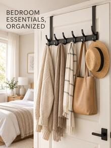 1pc Over The Door Hooks & Door Hanger, Multi-Hook Metal Over Door Hook Rack And Door Organizer, Space-Saving Coat Rack For Coats, Hats, Bags & Towels, Bedroom, Bathroom & Dorm - Multicolor - View 7