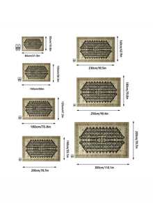 1 Buah Karpet Area Motif Totem Geometris Vintage Warna Beige, Bahan Kasmir Imitasi, Bentuk Persegi Panjang, Pola Bohemian Usang, Dapat Dicuci dengan Mesin, Cocok untuk Ruang Tamu, Kamar Tidur, Dekorasi Rumah Sehari-hari, Dekorasi Rumah Estetis - MultiWarna - View 3