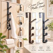 4pcs/Set Over-The-Door 5-Hook Vertical Storage Rack, Hanging Organizer For Closet And Cabinet, No-Drill Clip Hooks For Kitchen And Bathroom - Multicolor - View 11