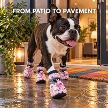 4pcs/Set Waterproof Pet Dog Shoes, Dolphin Shape, PVC Material With Anti-Slip Function, Waterproof Anti-Slip Soft Cushion Sole, Equipped With Adjustable Paw Protection Device, Suitable For Puppies, Small Dogs, Medium Dogs, Ideal For Outdoor Walking, Hiking, Wading On Wet Surfaces. - Multicolor - View 8