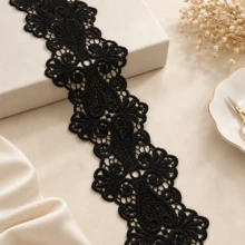 5 Yards Black & White Embroidered Lace Trim, Hollow Water-Soluble Satin Ribbon, Suitable For DIY Decoration And Sewing - A - View 9