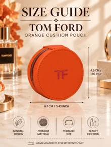 Tom Ford TF Orange Cushion Bag, 8.7*4.9cm, Portable, Zipper Closure, Smooth Material, Simple And Elegant, Travel Essential, Suitable For Cosmetic Storage - TF Orange Cushion Compact - View 11