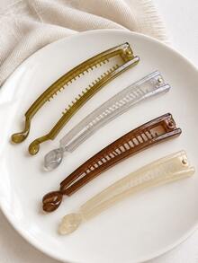 4pcs Transparent Minimalist Curved Banana Hair Clips For Women Long Hair Updo Hair Accessories Korean Retro Versatile Style Daily Commute Date Wash Styling - Multicolor - View 1