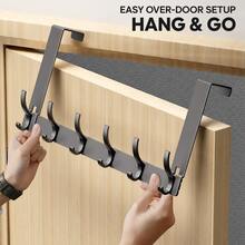 1pc Over The Door Hooks & Door Hanger, Multi-Hook Metal Over Door Hook Rack And Door Organizer, Space-Saving Coat Rack For Coats, Hats, Bags & Towels, Bedroom, Bathroom & Dorm - Multicolor - View 6