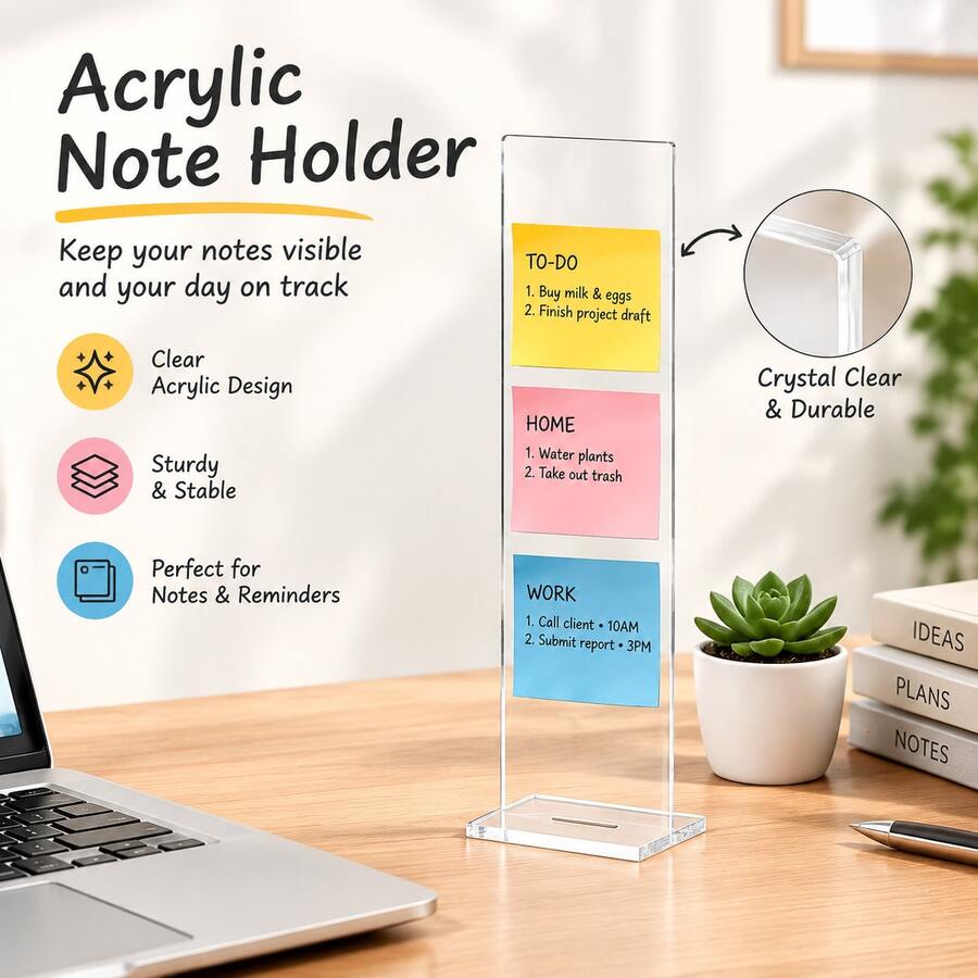 1pc Transparent Acrylic Memo Board With Computer Screen Memo Clip Holder, Message Board Office Desk Decor, 2 Colors Available, Autumn Office Desk Decor Back To School Gift - Multicolor - View 1