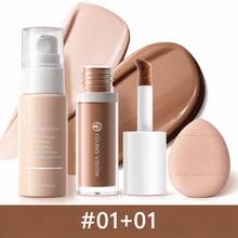 YOUNG VISION Oil-Control Matte Foundation & Matte Contour Liquid & Thumb Puff 3-Piece Set - Long-Lasting Waterproof Sweat-Resistant Facial Contour Makeup Kit For Daily Use And Gifting - Multicolor - View 9