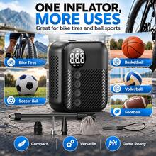 Carsun Mini Portable Electric Bicycle Air Pump, Wireless Tire Inflator, 150PSI Digital Display Version - 150g, Palm Size, Precise Display - Auto Shut Off After Inflation, Bicycle Accessory - Wireless - View 4