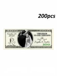 20/40/60/80/100/200/400張客製化照片100美元鈔票，個性化婚禮派對伴手禮假鈔，客製化週年歡迎裝飾，客製化姓名文字印刷，將您的臉印在鈔票上，派對假鈔，婚禮裝飾，道具鈔票 - 多色5 - 查看 11