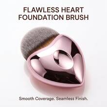Pink Foundation Brush - Seamless Makeup Remover Brush, Suitable For Liquid Foundation And BB Cream. Heart-Shaped Makeup Brush - Portable Version - Pink - View 1