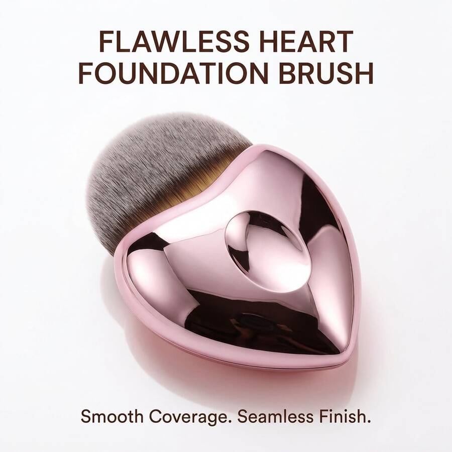 Pink Foundation Brush - Seamless Makeup Remover Brush, Suitable For Liquid Foundation And BB Cream. Heart-Shaped Makeup Brush - Portable Version - Pink - View 1