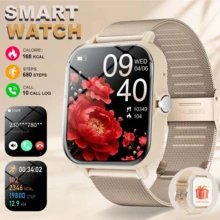 2026 New 1.83-Inch Large Screen Smartwatch, Unisex, Dual Straps, High-Definition Display, Colorful Straps, Message Notifications, Call Answering, Convenient Music Control, Sports Mode, Best New Year Gift - Gold Silicone + Steel - View 2