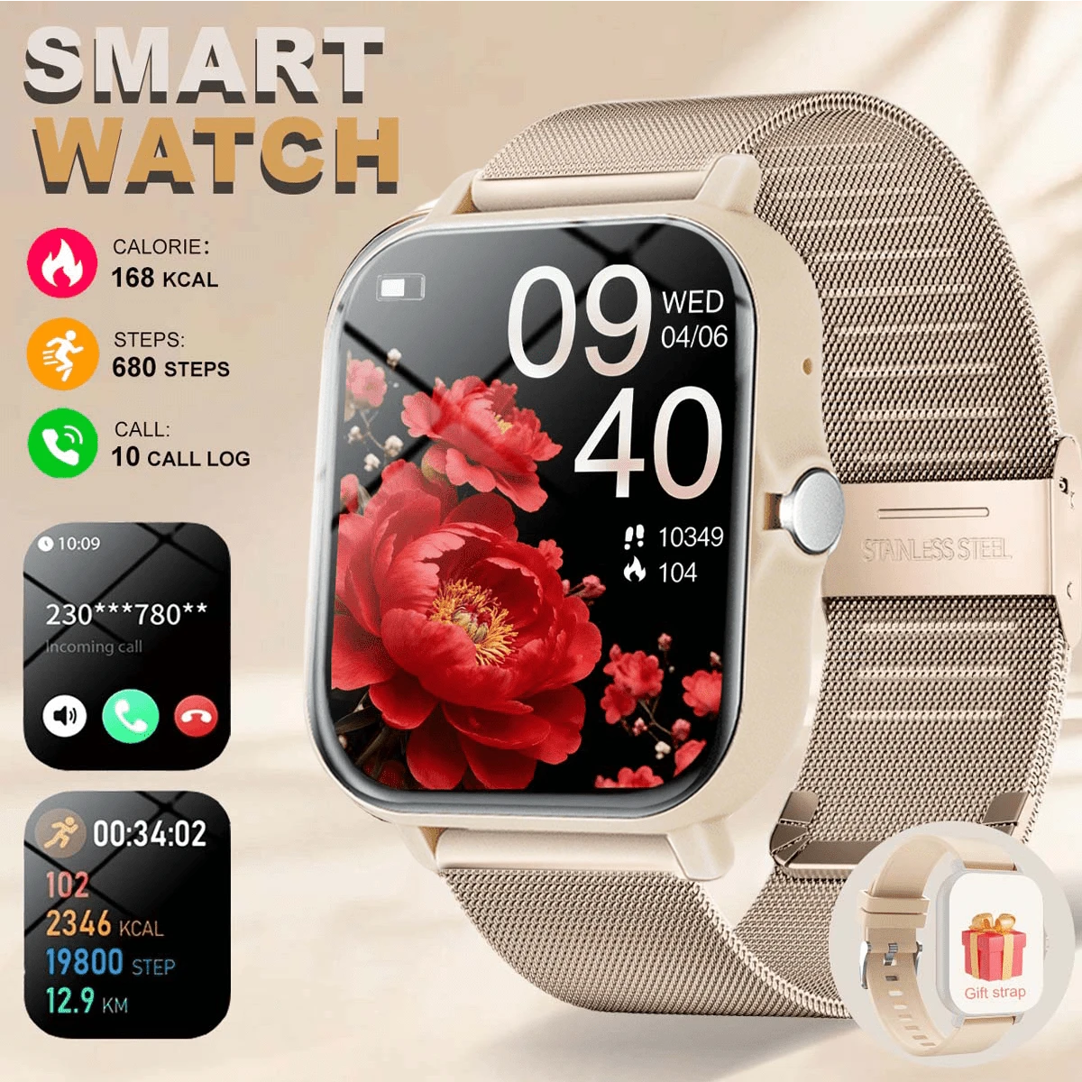 2026 New 1.83-Inch Large Screen Smartwatch, Unisex, Dual Straps, High-Definition Display, Colorful Straps, Message Notifications, Call Answering, Convenient Music Control, Sports Mode, Best New Year Gift