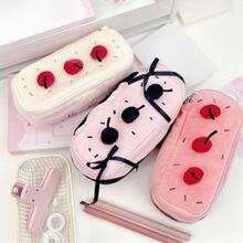 1pc Cute Cherry Cake Plush Marker Pencil Case, Ins Style Large Capacity Stationery Pencil Storage Bag, Multi-Functional Item Storage Bag, Suitable For Storing Pencils, Rulers, Erasers And Other Stationery, Back To School Essential - Pencil Case - View 4