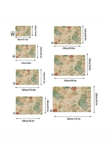 1pc Beige Vintage Forest Animal & Floral Area Rug, Faux Cashmere Material Rectangular French Country Style Artistic Illustration Pattern, Machine Washable Suitable For Living Room Bedroom Daily Home Decor, Aesthetic Home Decoration - Multicolor - View 3