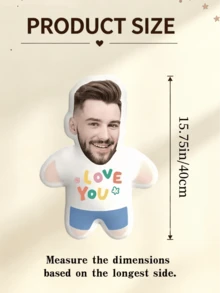 客製化「I Love You」愛心圖案抱枕，可上傳個人照片製作專屬臉型靠墊，DIY個性化照片抱枕，情人節驚喜禮物，送給男友或女友的禮物，節日裝飾，情人節禮物，婚禮、生日禮物，女性禮物，週年紀念禮物，萬聖節禮物，聖誕節禮物，感恩節禮物，毛絨玩偶 - 彩色 - 查看 12